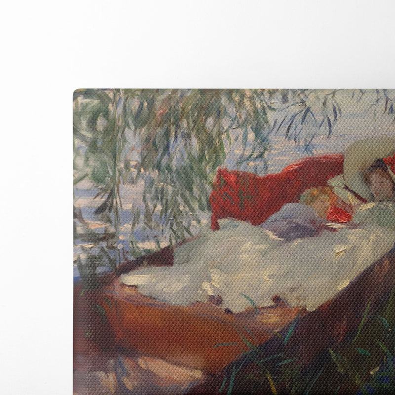 Lady and Child Asleep in a Punt under the Willows (1887) - John Singer Sargent - Canvas Print