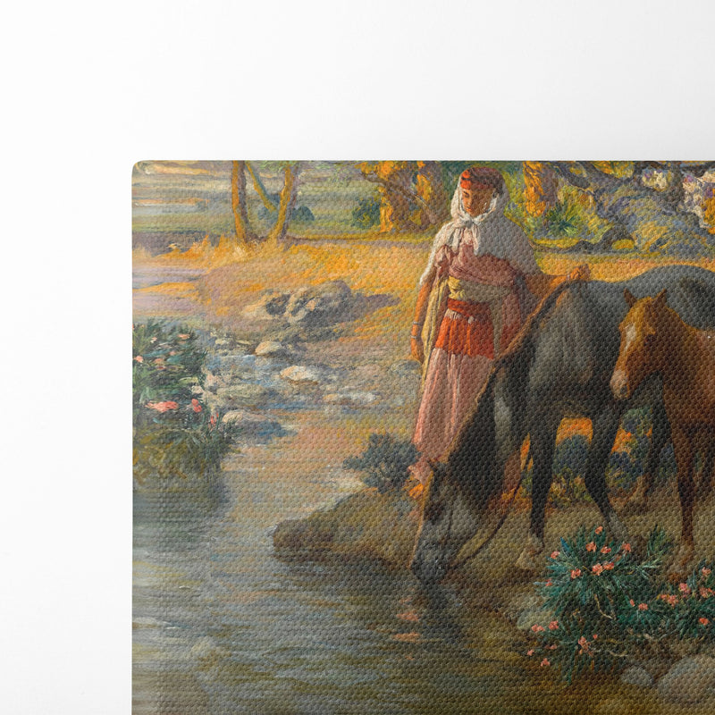 Watering the Horses (1921) - Frederick Arthur Bridgman - Canvas Print