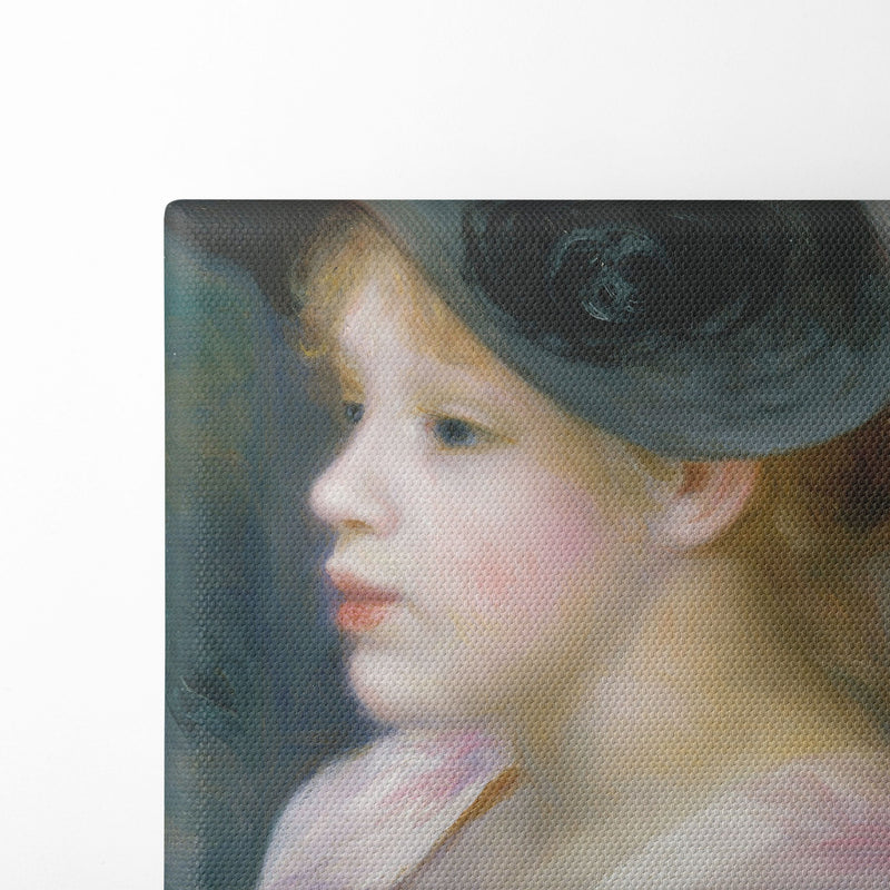 Young Girl in a Pink-and-Black Hat (ca. 1891) - Pierre-Auguste Renoir - Canvas Print