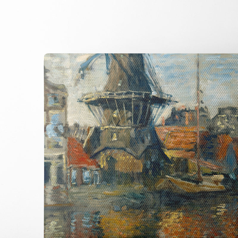 The Windmill on the Onbekende Gracht, Amsterdam (1874) - Claude Monet - Canvas Print