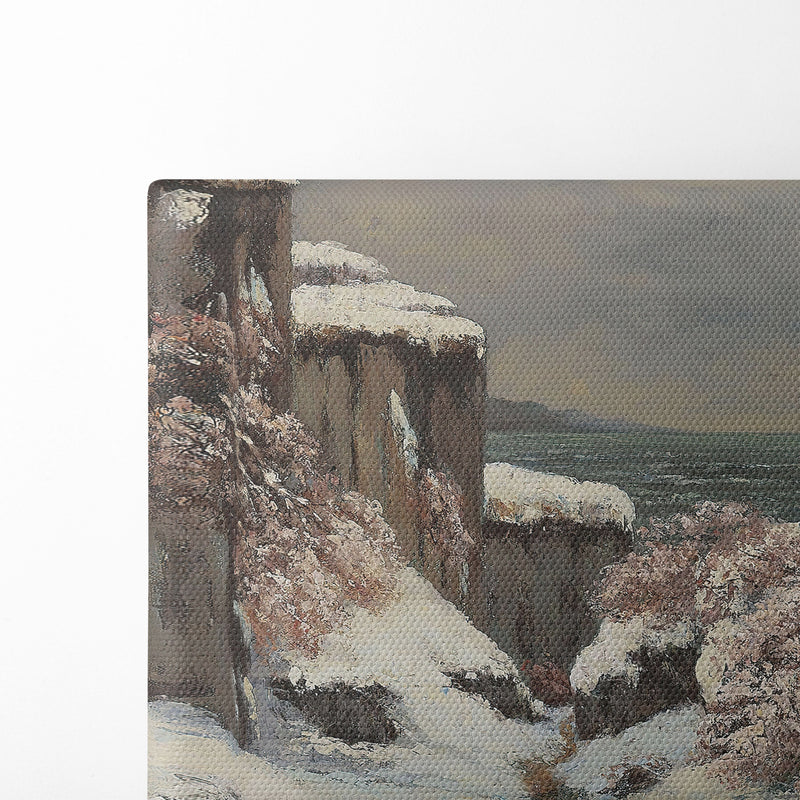 Falaises Au Bord De La Mer Sous La Neige - Gustave Courbet - Canvas Print