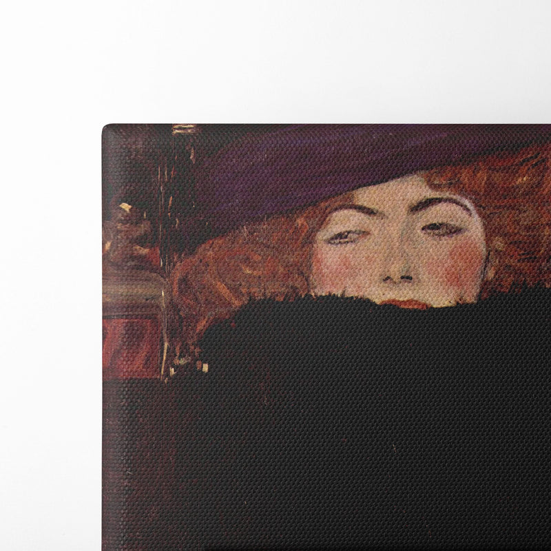 Dame mit Hut und Federboa (1909) - Gustav Klimt - Canvas Print