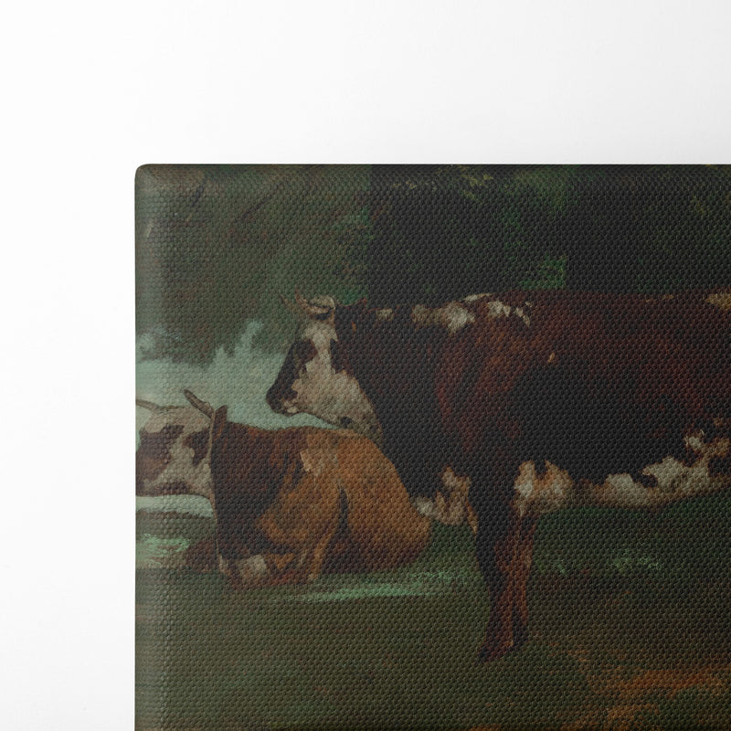 Deux vaches a la robe marron - Gustave Courbet - Canvas Print