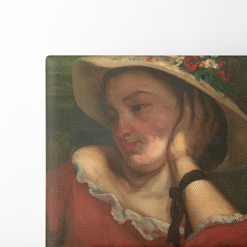 Woman with Flowers on Her Hat (1857) - Gustave Courbet - Canvas Print