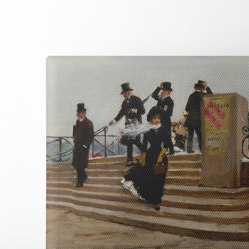 Le Pont Des Arts Par Grand Vent - Jean Béraud - Canvas Print